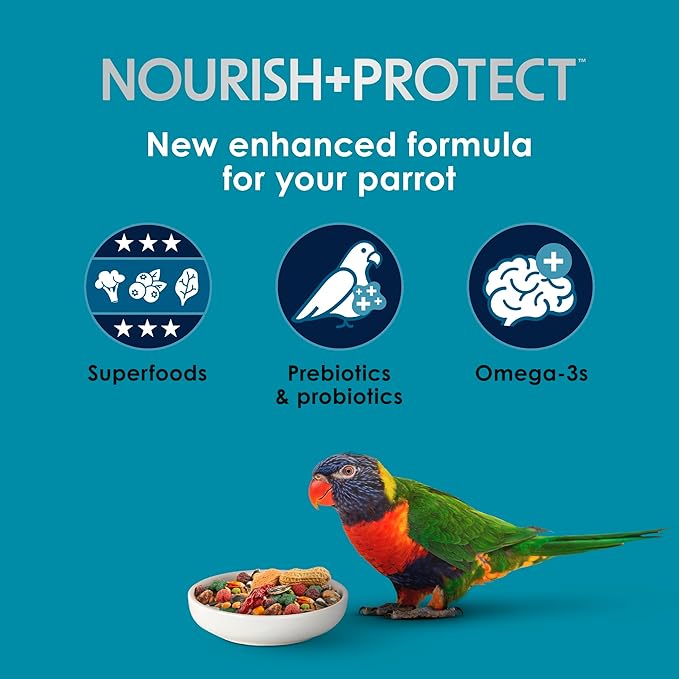 Kaytee Forti-Diet Pro Health Nourish+Protect Parrot Food, Comprehensive Nutrition Backed by Science, Digestive Health, Immune Support, 5 pounds