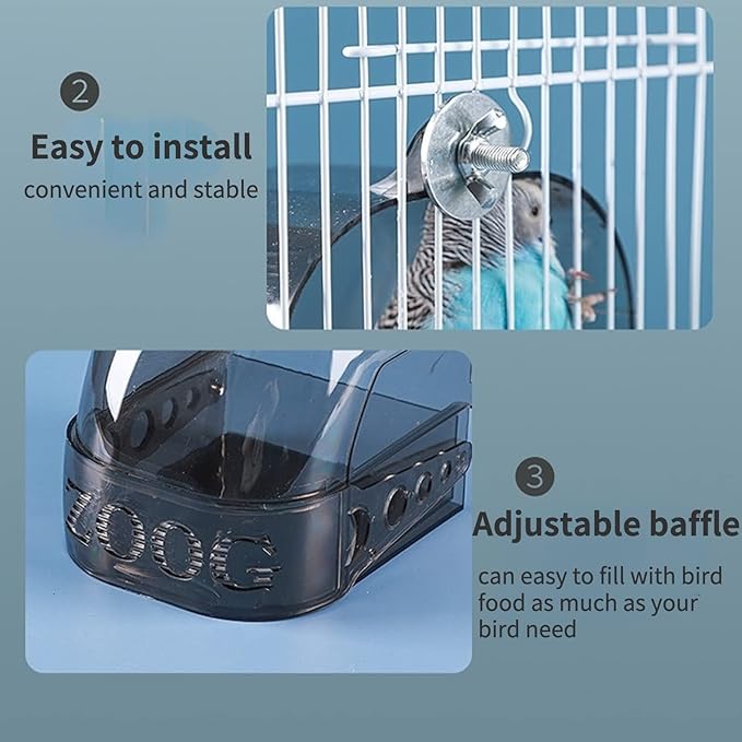 Bird Bath Cage, Cleaning Pet Supplies Cockatiel Bird Clear Bathtub with Hanging Hooks and Bottom Drawer for Little Bird Parrots Spacious Parakeets Portable Shower for Most Birdcage