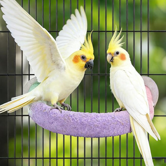 U Shape Parrot Perch Cage for 4cm Large Pad Fits Horizontal Vertical Bars Washable Bird perches Washable Colorfast Resin Perch for Budgies, Cockatiels to Trim Nails Beak Naturally