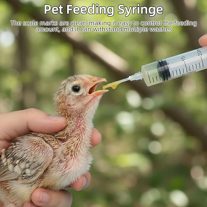 Baby Bird Feeding Syringes, Parrot Hand Syringe Feeder with Soft Tubes, Syringes with 5.94” Tube for Cat Dog Small Animals, Plastic Syringe for Milk Water Liquid Food, Reusable(10ml+10ml+20ml+60ml)
