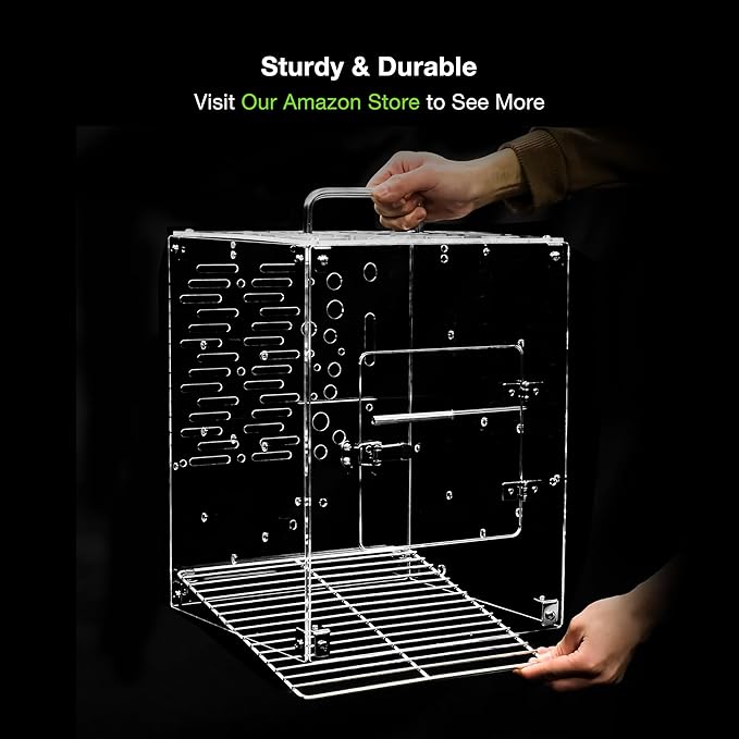 GuineaLoft™ Acrylic Bird Cage Model-ETO, Crystal Clear, 360° Panoramic View, Portable & Easy Clean Design with Canvas Bottom- Visit the GuineaLoft Store