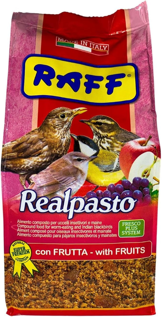 RAFF Realpasto Natural Bird Food 1kg - Premium Nutrition with Fruits Compound for Worm-eating and Indian Blackbirds, Formulated to Stimulate Singing & Support Vibrant Plumage Color