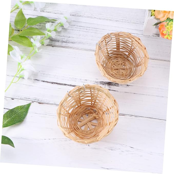 Mipcase 6pcs Handmade Bamboo Bird Nest Hook Country-Style Nest for Birds and Parrots Natural Bamboo Breeding Box for Pets Cozy Hanging Shelter for Your Aviary Decor