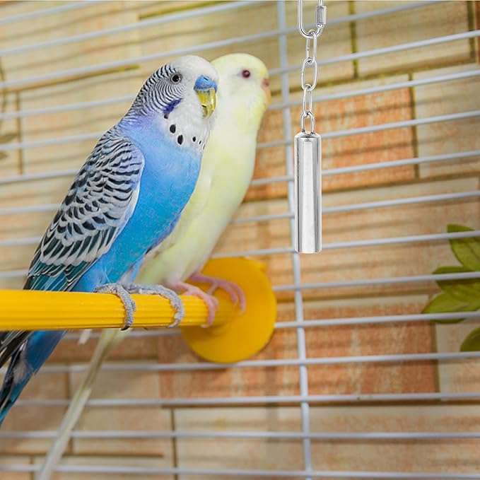 Ipetboom Bird Bells for Parakeets and Small Birds Stainless Steel Cage Toy Pendant with Hanging Hook Set of 3 3.34X3.34X2.00 Inch Silver Bell for Cockatiels Conures and Parrots