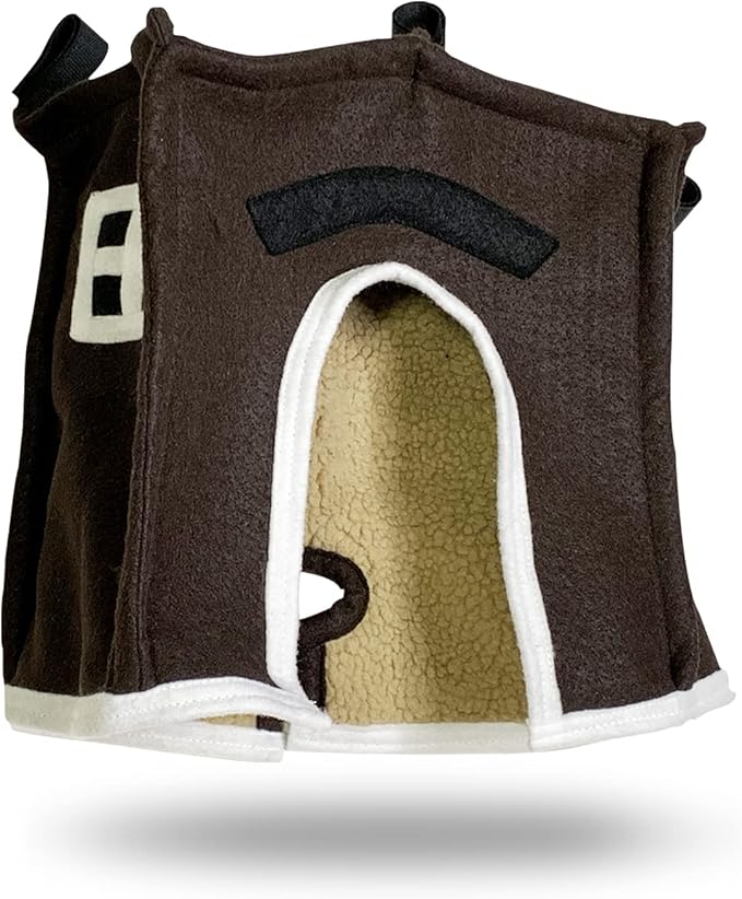 Crazy K Farm - Avian Haven Bird Hut, Comfy Bird Snuggle Hut, Plush Pet Bird Hut for Sleeping and Snuggling, Hanging Bird Cage Hut with Sherpa, Cozy Bird Cage Accessories Small, Brown