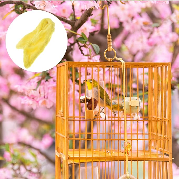 FOMIYES 1pc Cozy Fleece Bird Blanket for Parrots Warm Snuggle Hut Bed Hammock Toy Easy to Install Removable and Convenient for Cage for Parakeets Cockatiels and Lovebirds Lemon