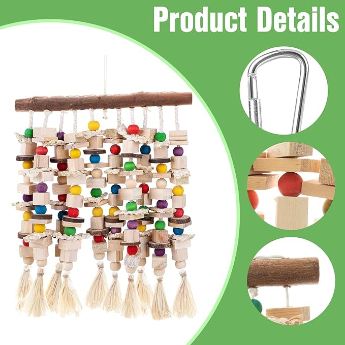 Jorewood Large Bird Parrot Toys,Multicolored Natural Macaws Toy Bird Chewing Toy for Cokatoos African Grey and Large Medium Birds