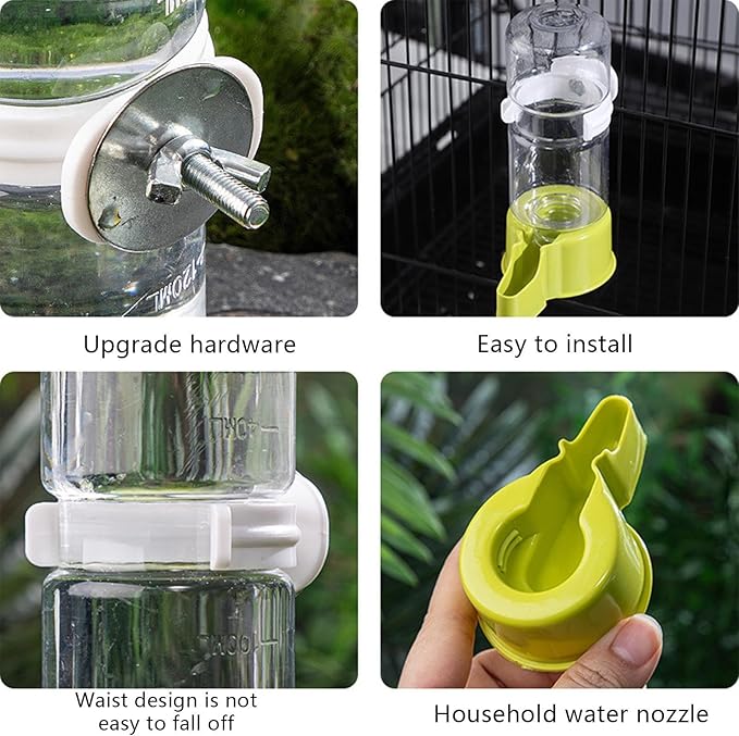 Automatic Bird Water Feeder - Bird Food Drinker, 140ml Large Capacity Parrots Water Feeder, Suspended Parakeets Feeders | Parrot Water Dispenser for Finches, Starlings, Blackbirds, Parrots