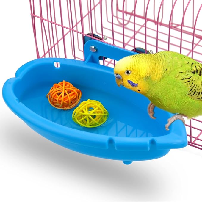 Mygeromon Bird Bath for Cage-Small Tub Bowl for Hang Inside Cage Birdbath Shower for Parrot/Parakeets/Cockatiels/Canary/Budgerigar (Blue)