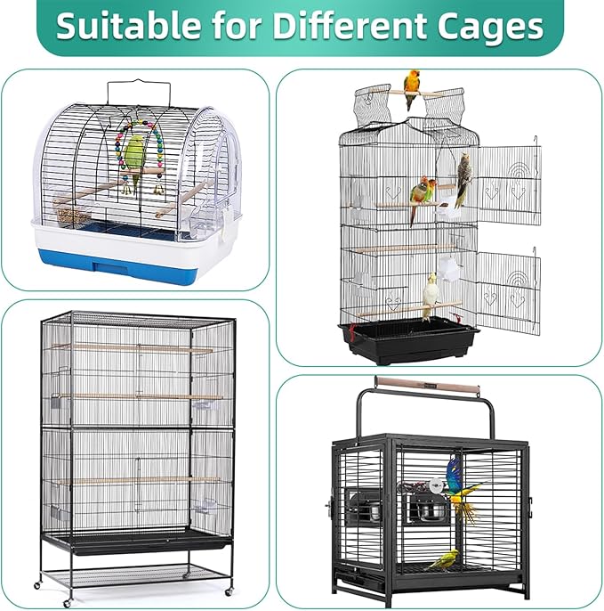 Bird Cage Seed Catcher, Seed Catcher Guard Net Cover, Parrot Nylon Mesh Net Cover, Universal Soft Airy Cage Net Stretchy Skirt for Round Square Cages (Daisy-White, 15.7" x87")