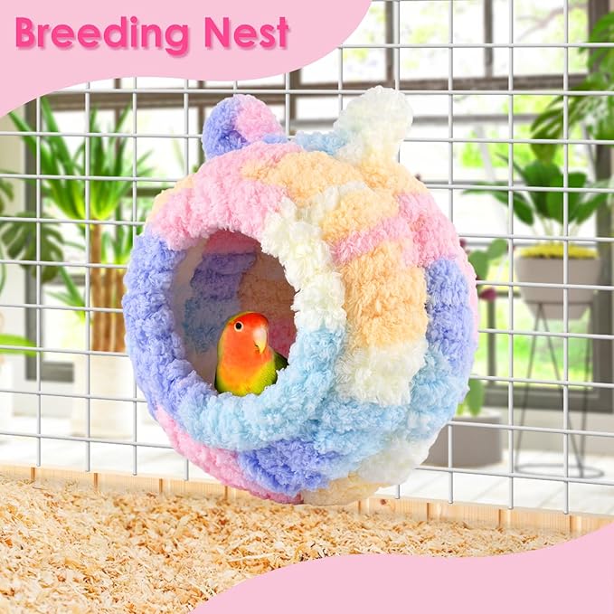 KATUMO Lovebird Nest, Bird Breeding Bed Parrot Snuggle Hut Conure House for Budgie Cockatiel Conure Lovebird Canary Finch Hamster Small Pets