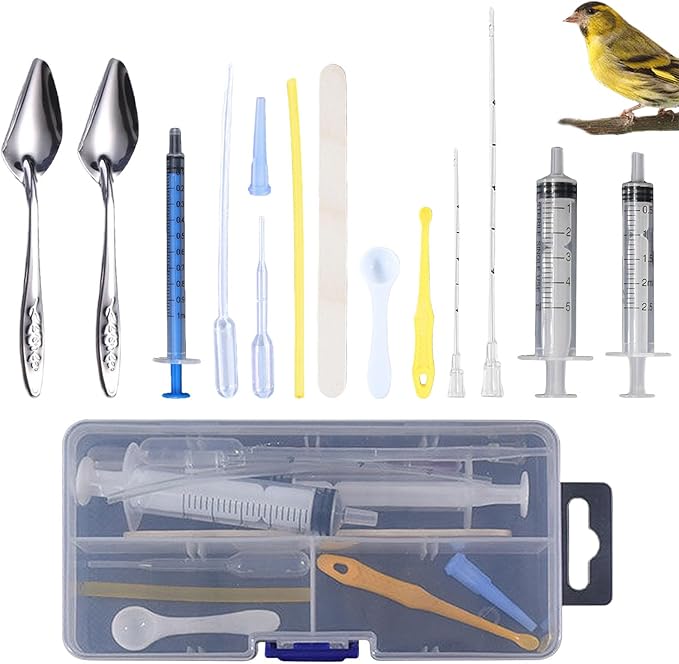 Bird Feeding Syringe Set,Parrot Syringe Feeder with Feeding Spoon and Tubes,Baby Bird Feeding Syringe Manual Tools for Pigeons Parrots Small Animals Feed Liquid Milk Medicine (Clear 1ML+2.5ML+5ML)