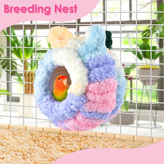 KATUMO Bird Nest, Conure Breeding Nest Parrotlet Snuggle Hut Canary House Bed for Conure Lovebird Canary Finch Coneshape Birds Hamster Small Pets