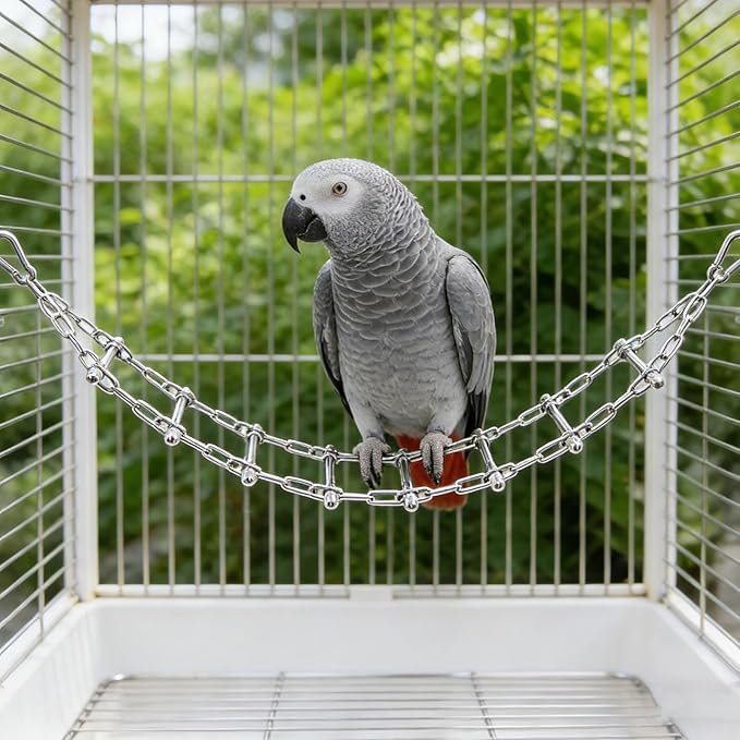 Bird Ladder Bridge, Stainless Steel Hanging Exercise Toy,Cockatiel Toys for Inside Cage, Rustproof & Bite-Proof Metal Ladder for Macaws, Cockatoos, Parakeet, Cockatiel