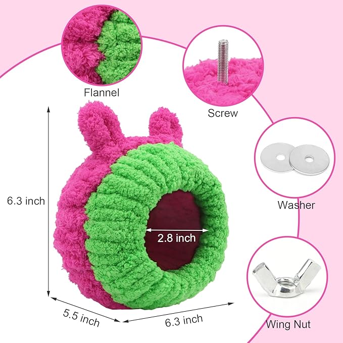 Wontee Bird Nest Bed Breeding House Winter Warm Snuggle Hut for Budgies Parakeets Cockatiels Lovebirds Canaries (Rose)