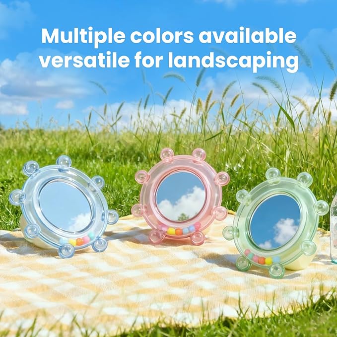 Bird Mirror Toys for Cage,Parakeet Rotating Sound Wheel Toy,Budgie Training Colorful Interactive Chew Toys for Canaries Lovebirds Conures Cockatiels cage Accessories (2, Pink)