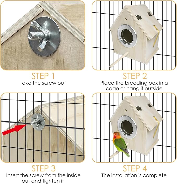 kathson Parakeet Nest Box Bird Nesting House Parrot Breeding Mating Box for Lovebirds Cockatiel Budgie Finch (7.87”x5.7”x11.22”)