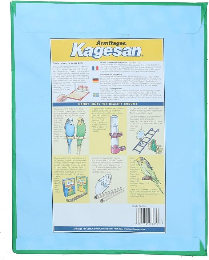 AB Tools 30 Sanded Sheets Sandpaper Cage Lining Budgies Caged Birds 25x33cm