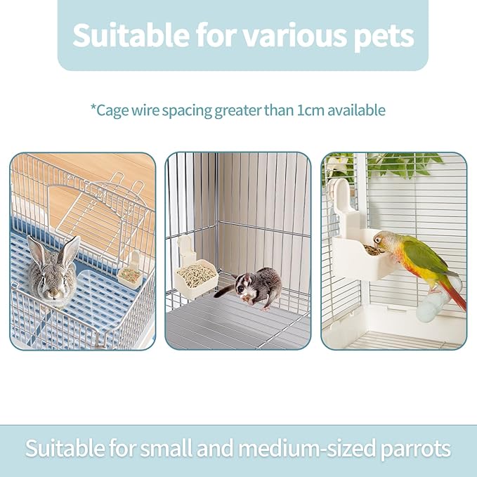Bird Feeding Dish Cups, Detachable Thickening PVC Pet Food Bowls with Clamp, Bird Cage Feeder Hanging Pet Bowl for Chinchilla Hamster Parrot Cockatiel Conure Budgies Parakeet Small Animal (1PC)