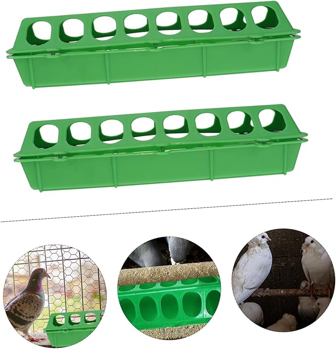 3 Pack Large Pigeon Feeder, 11.8 * 3.93 * 3.14inch - Thick Durable Slot Container Feeding Dish, Food Dispenser Tool for Pigeon Chicken Bird Poultry (Random Color)