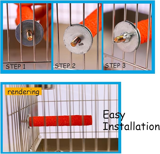 10 PCS Parrot Perch Stand Bird Perch Stand Toy Colorful Paw Grinding Stick Cage Wooden Parakeet Perch Accessories for Cockatiels （7.87in/0.59in）