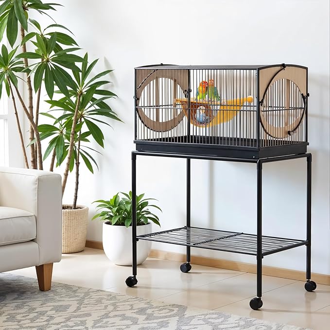 Winter Warm Bird Nest Bed, Parrot Hanging Bed Cage Hammock Snuggle Hut Parrot House Tent Bird Cage Stand Perch for Parakeet Budgies Cockatiels Lovebird Cockatoo Finch Hamster Chinchilla(Yellow)