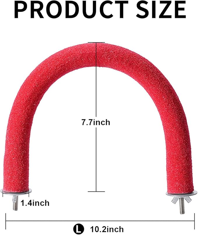 FrgKbTm U Shape Parrot Perch Stand Toy Bird Platform Sand Paw Grinding Clean Stick Exercise Conure Budgie Cockatiel Cage Accessories (Red)