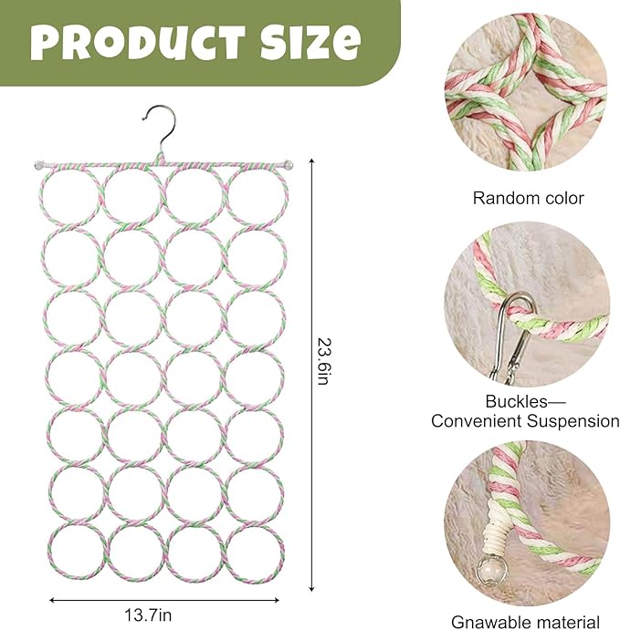 2 Pack Hanging Bird Climbing Rope Net, Parrot Swing Toy, Bird Ladder Bridge for Cage Accessories, Suitable for Parakeet, Cockatiel, Conure, Lovebird