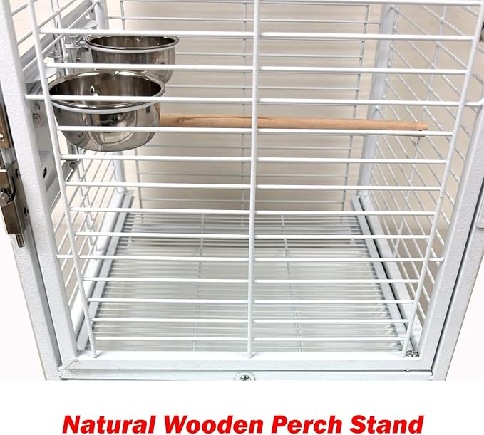 Portable Durable Heavy Duty Travel Veterinary Bird Parrot Carrier Cage Feeding Bowl Play Wooden Stand Perch with Handle Prevent Beaks Out