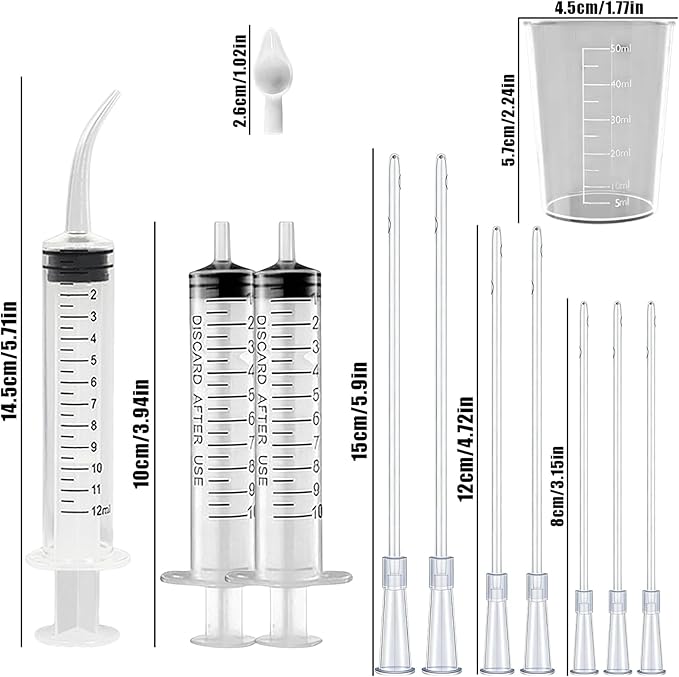 Baby Bird Feeding Syringe Set, Pet Parrot Milk Feeding Syringe with Tubes, Parrot Feeding Tubes Measuring Tools for Feeding Pets Scientific Industrial Labs… (10ml +10ml +12ml White)