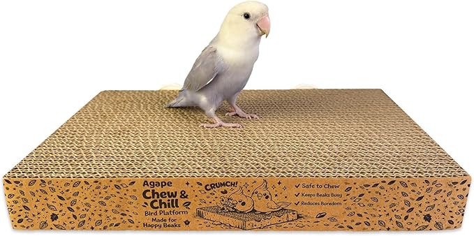 Agape Bird Chew Toy, Shreddable Bird Cardboard Platform, Chewable Resting Perch Toy for Small & Medium Parrot, Cage-Mounted Paper Toy for Budgies, Lovebirds, Cockatiels & Conures, Supports Beak Health