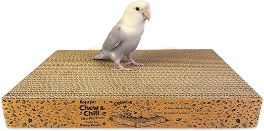 Agape Bird Chew Toy, Shreddable Bird Cardboard Platform, Chewable Resting Perch Toy for Small & Medium Parrot, Cage-Mounted Paper Toy for Budgies, Lovebirds, Cockatiels & Conures, Supports Beak Health