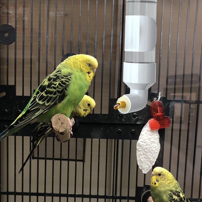 ALTUY Parrot Waterer, Bird Water Drinkers, Bird Cage Suspended Water, Parakeet Bird Water Dispenser, Budgie Drinker Bottle for Parakeet Finch Canary Lovebirds