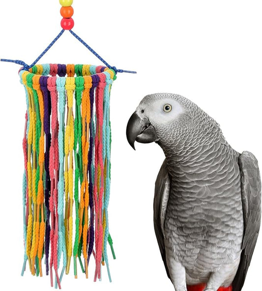 Super Bird Creations SB1203 Large Rainbow Aglets Bird Toy - Satisfies Chewing & Preening Instincts - African Greys Small Cockatoos Parrots - Encourages Curiosity - Ideal for Medium-Large Bird Size