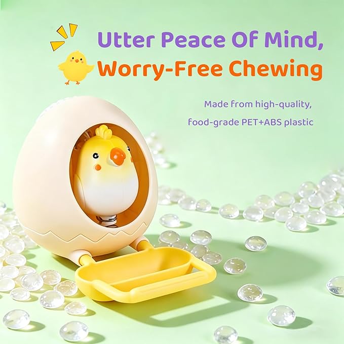 Egg Bird Feeder Chew Toy,Interactive Hanging Bird Cage Toy with Food Tray,Spring Chick Foraging Toy,Bird Cage Accessories for Parakeets,Cockatiels & Lovebirds(Purple)
