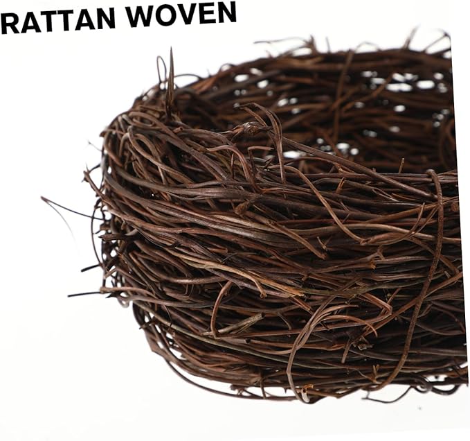 Ipetboom Artificial Bird Nest, 4pcs Imitated Bird Nest Birds Egg Nest Rattan Bird Nest Simulation Twig Bird Nest