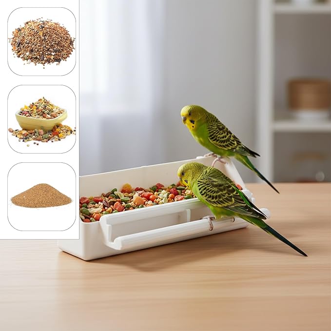 Bird Cage Feeder 2 PCS Plastic Bird Feeder for Cage Hanging, Birds Water Dispenser Bird-Feeder with Two Styles for Small Parakeet Cockatiel Canary Parrot