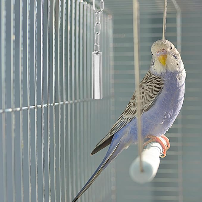 Ipetboom Bird Bells for Parakeets and Small Birds Stainless Steel Cage Toy Pendant with Hanging Hook Set of 3 3.34X3.34X2.00 Inch Silver Bell for Cockatiels Conures and Parrots