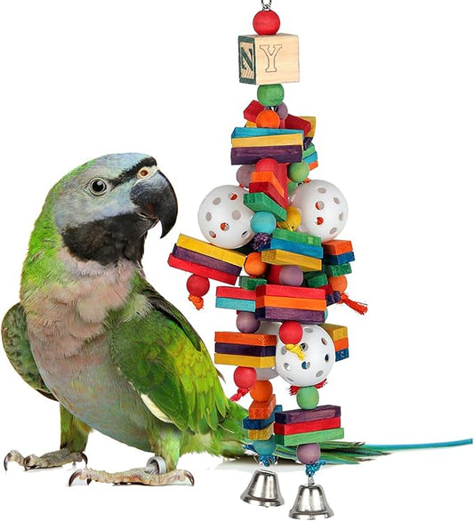 Super Bird Creations SB451 Wally's Wonder Bird Toy - Satisfy Chewing & Foraging Instincts for Ringnecks Medium Conures Parrots - Engaging Physical Exercises for your Birds - Ideal for Medium Bird Size