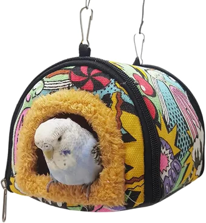 Winter Warm Bird Nest Bird House Bed Hammock Toy for Pet Pet Parrot Parakeet Cockatiel Conure Lovebird Parakeet Nest Bird Hammock (Large,Colorful)
