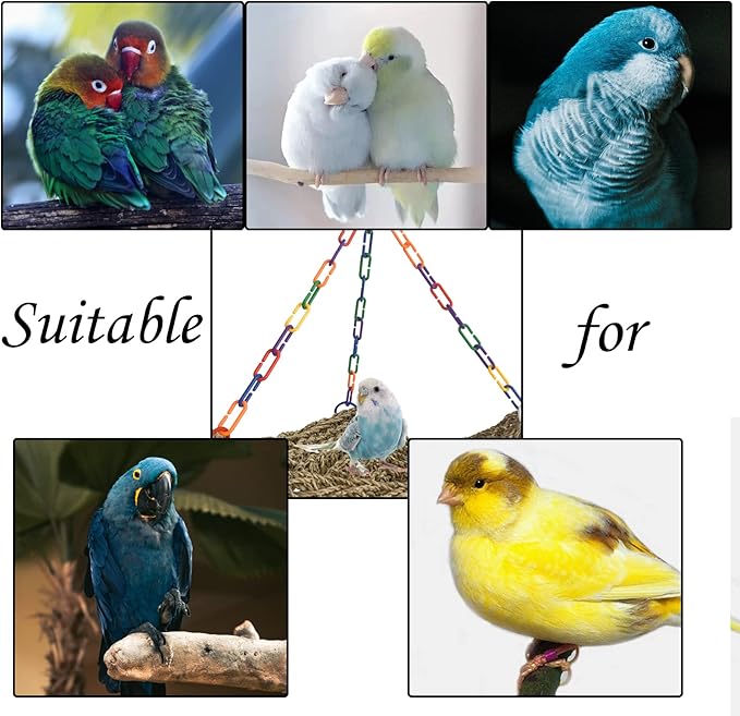 Large Seagrass Mat for Birds,Triangle Cockatiel Seagrass Hammock Natural Woven Sea Grass Mats for Birds,Parrot Foraging Grass Swing Toys for Medium Parakeets Lovebirds Cockatoos