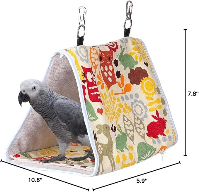 Bird Nest Snuggle Hut,Parrot Habitat Cave Hanging Tent for Small Medium Parrots Budgies Eclectus Parakeet Cockatiels Lovebird African Grey (Yellow Owl, M)