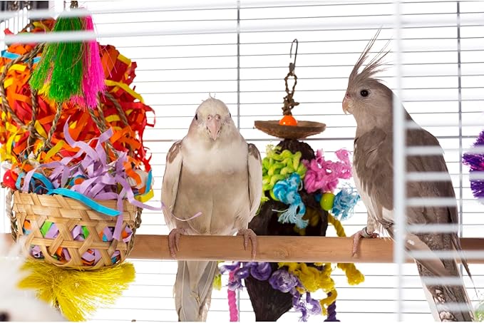 Prevue Pet Products Aviary Large Flight Cage - Powder‑Coated Standing Metal Bird Cage with Wheels, Perches, Feeders & Removable Tray, Ideal for Parakeets, Cockatiels, Canaries & Small Birds - Grey