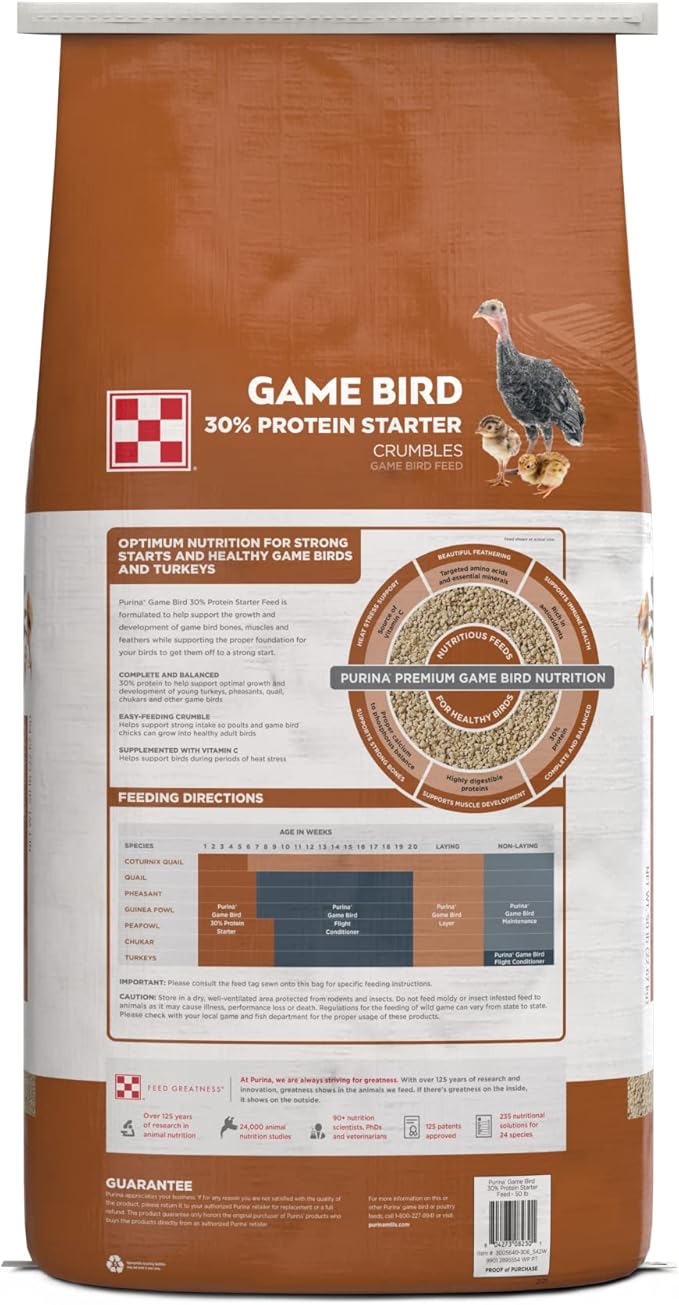 Purina® | Game Bird + Turkey Startena Complete Feed | 50 Pound (50 lb.) Bag