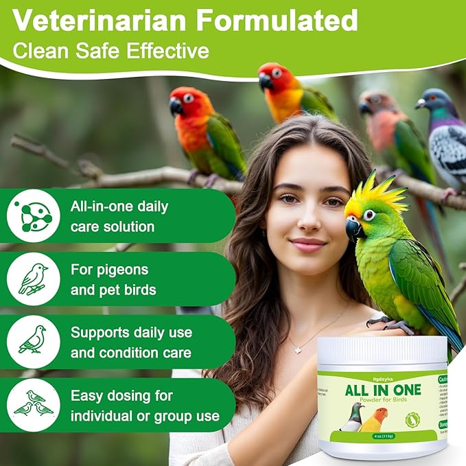 All in One Medicine Powder for Pigeon Parrots Canary Finches Parakeet Cockatiels Aviary Birds, Helps Maintain Digestive Balance Overall Vitality, Drinking Water Additive Wellness Support Powder