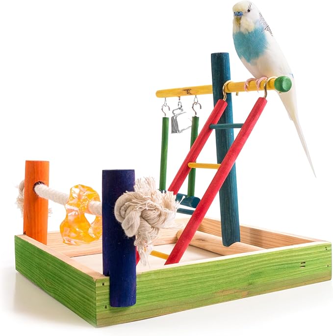 Penn-Plax Bird Life Wooden Playpen – Great for Parakeets, Lovebirds, and Parrotlets – Small