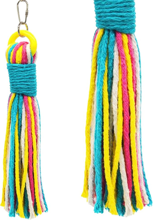 Sweet Feet & Beak Cotton 3”x11 Bird Rope Toy - Colorful Parrot Chew Toys for Shredding & Chewing - Engaging & Stimulating Bird Toys for Parrots, Small and Large Birds - Cage Accessories