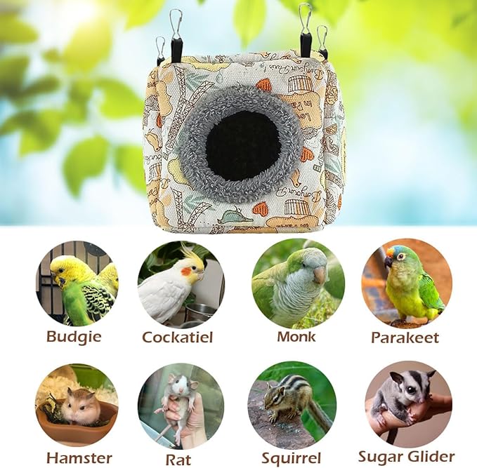 Bird Plush Nest Bed - Hanging Soft and Warm Hammock for Birds Parrot Parakeet Cockatiel Conure Hamster Rat Squirrels etc