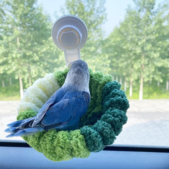 2 in 1 Bird Nest with Removable Suction Cup, Vehicle-Mounted Bird Nest for Travel, Bird Plush Nest for Birdcage, Coral Velvet Warm Nest for Parrot Budgie Lovebird Conure Quaker (Large,Colorful)