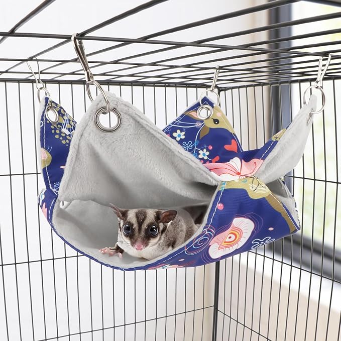 Wontee Bird Double Hammock Warm Nest Bed for Parrot Budgie Parakeet Cockatiel Conure Lovebird Hamster Rat Mice Chinchinlla (S)